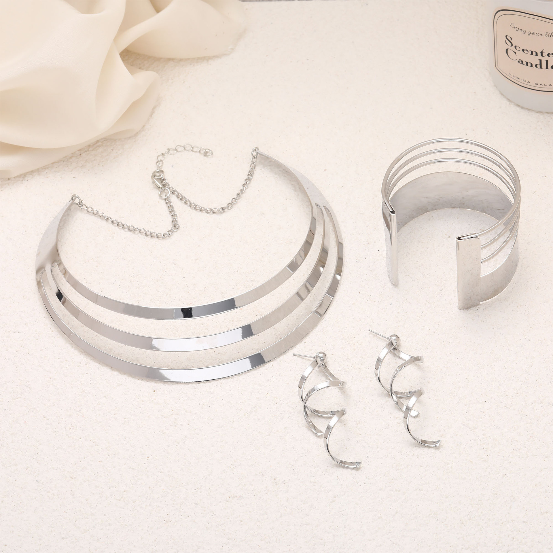 Gold Multi Layer Geometric Jewelry 3Pcs Set – WXQCC